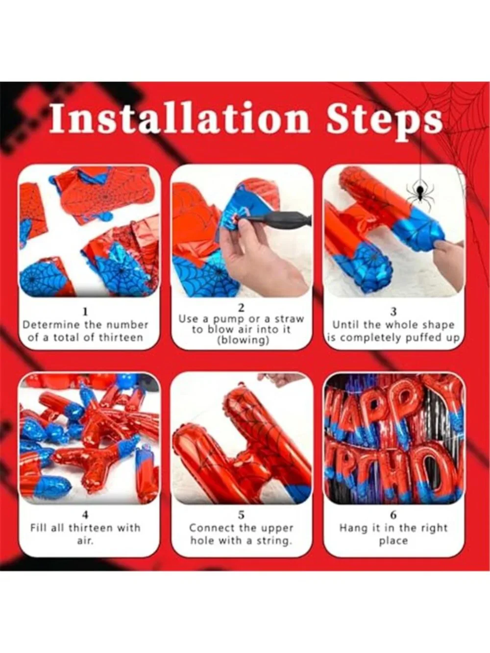 Spiderman Happy Birthday Balloons Superhero Party Decorations Kids 16 Inch Foil